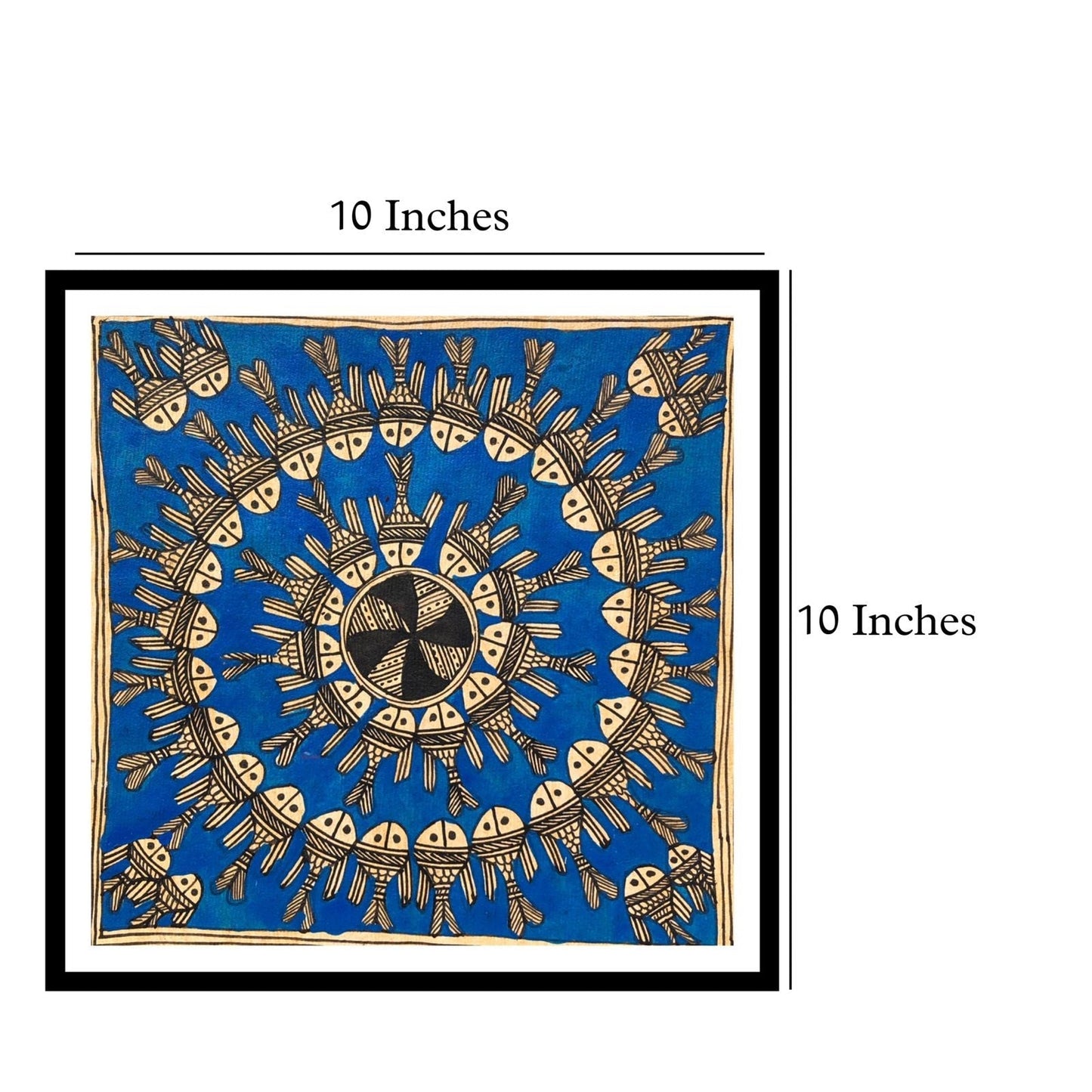 Madhubani Fishes Painting Blue, Madhubani Art