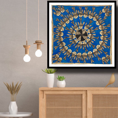 Madhubani Fishes Painting Blue, Madhubani Art