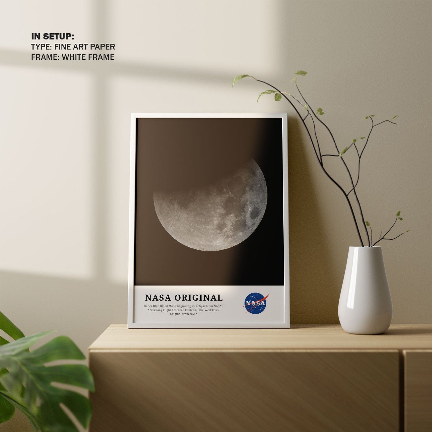 Super Blue Blood Moon beginning its eclipse, NASA Art Posters