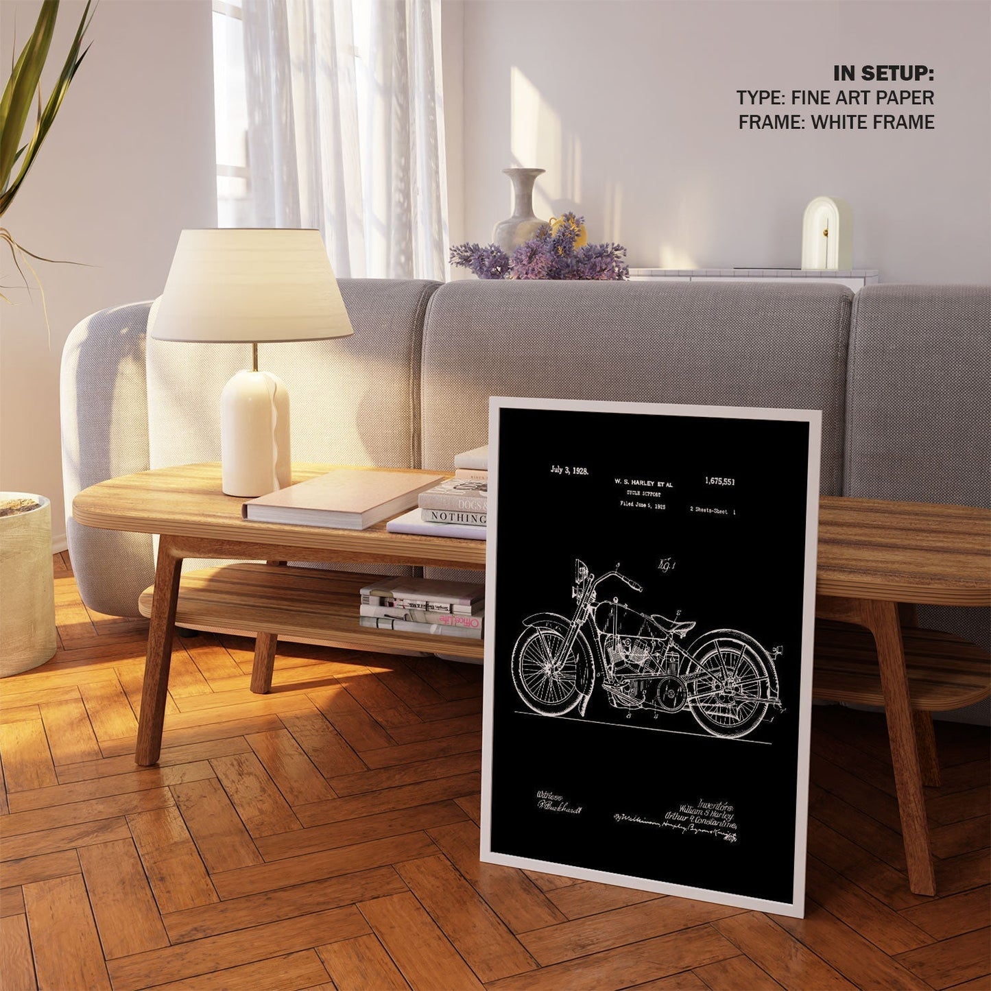Motorcycle, Blueprint Patent Art
