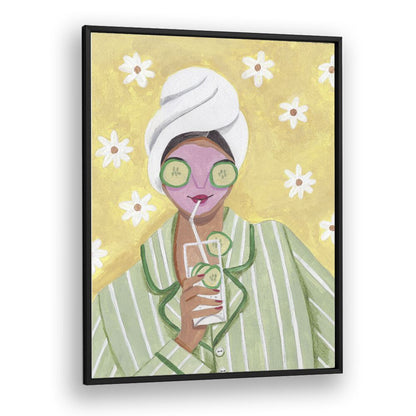 Serene "Woman Relax Time" portrait by Caroline Bonne Muller embodies tranquility and relaxation, perfect for your space.