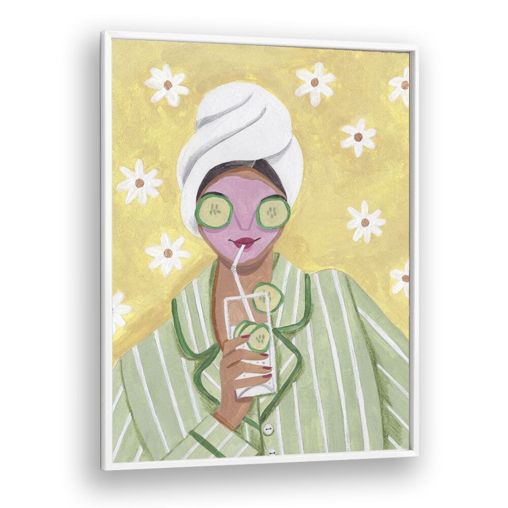Woman enjoying a refreshing drink, embodying RELAX TIME, PORTRAITS by Caroline Bonne Muller, perfect for tranquility.