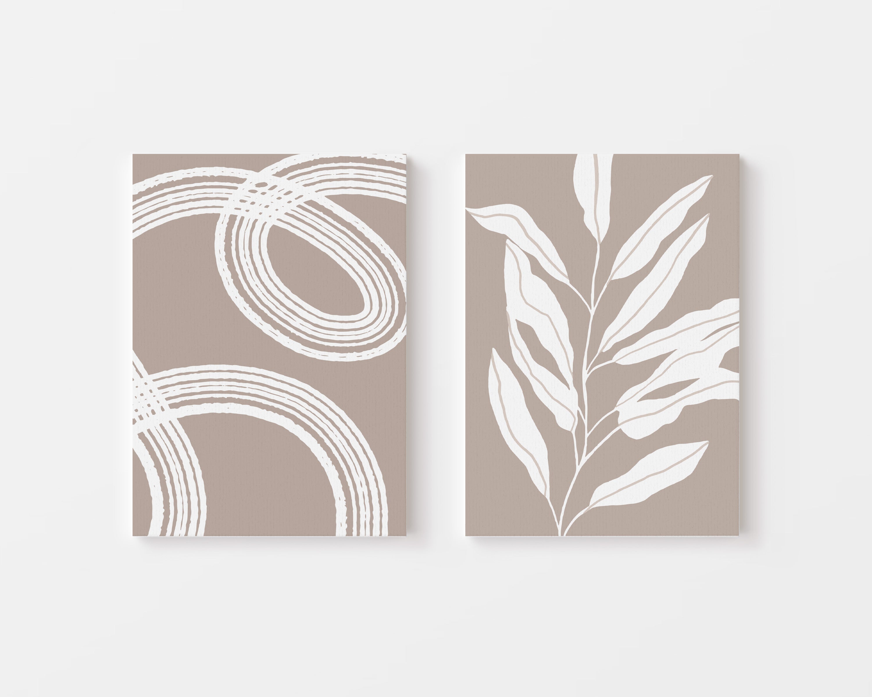 Beige Neutral Minimal Abstract Line Art Duo – Wall Art Set of 2