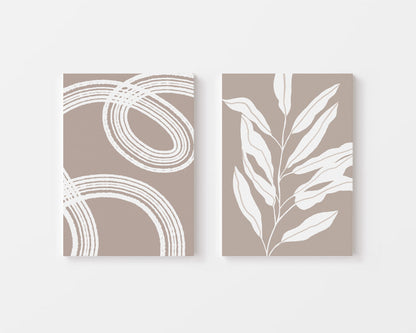 Beige Neutral Minimal Abstract Line Art Duo – Wall Art Set of 2