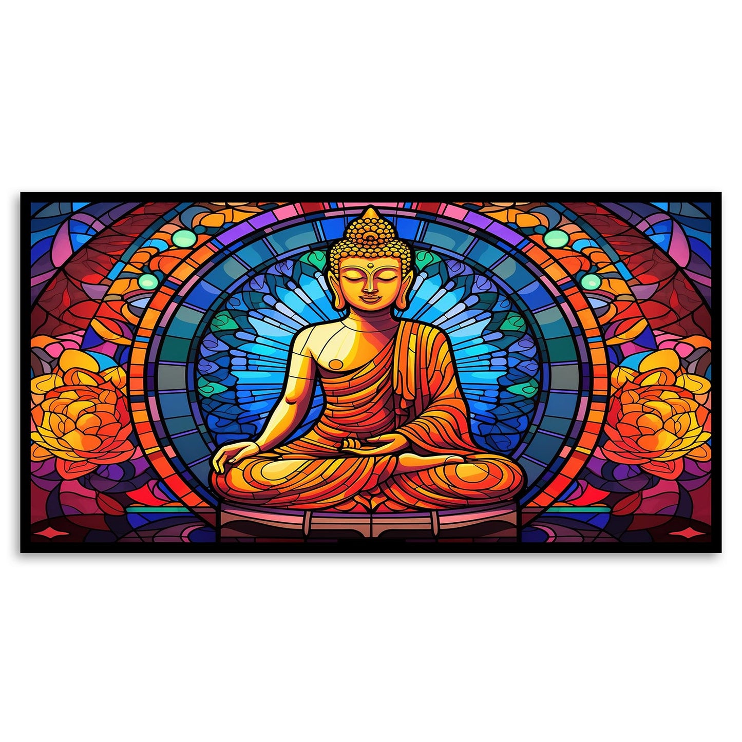 Vibrant Canvas Painting of Buddha for Tranquil Zen Decor