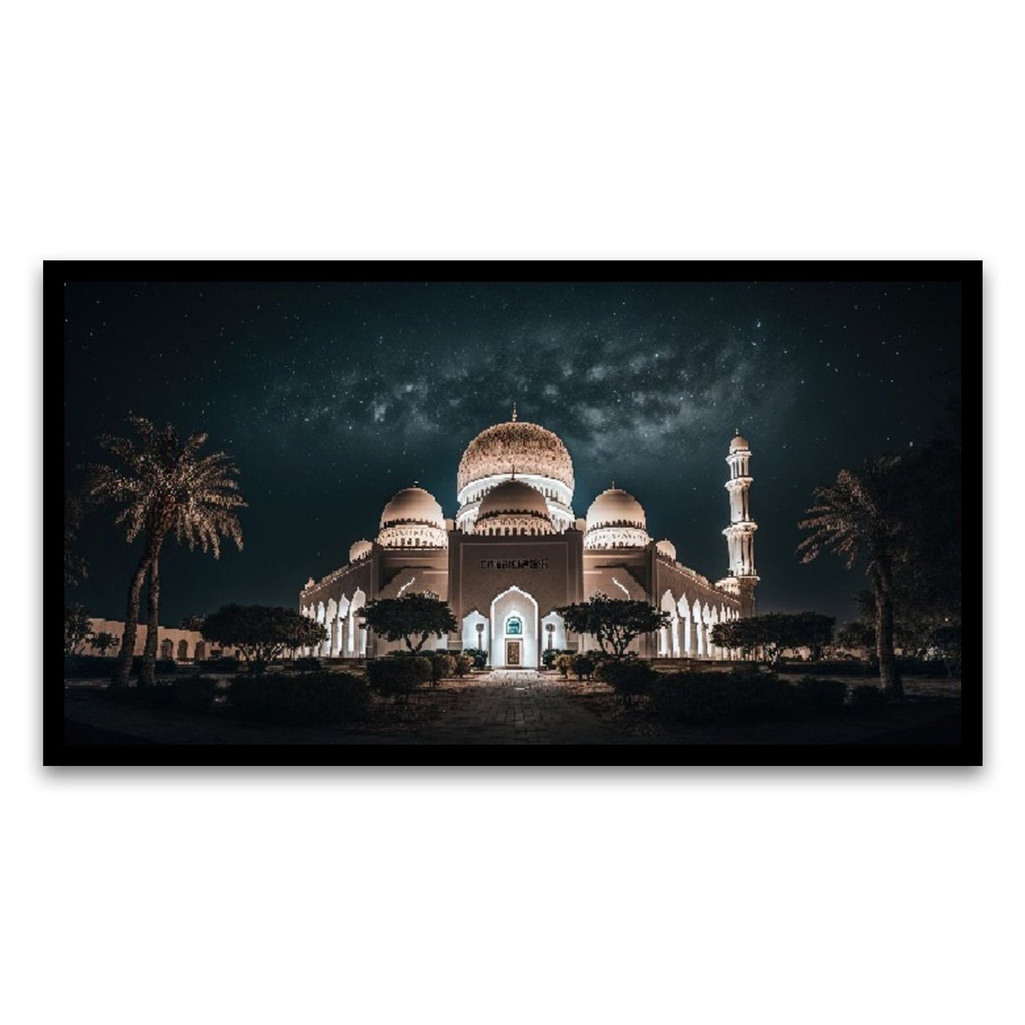 Blessed Ramadan Nights Serene Mosque Floating Frame Canvas Wall Painting