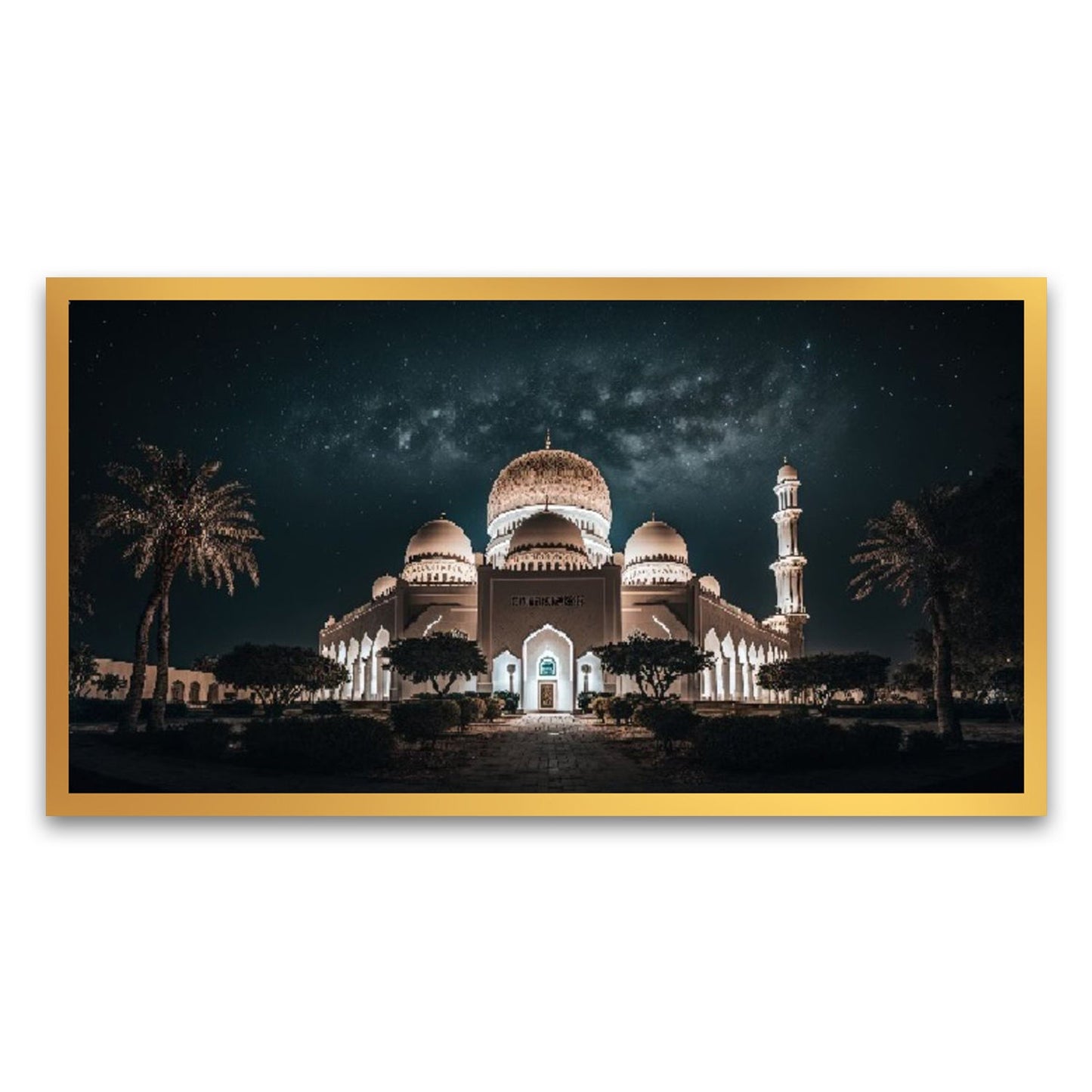 Blessed Ramadan Nights Serene Mosque Floating Frame Canvas Wall Painting