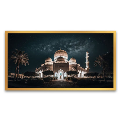 Blessed Ramadan Nights Serene Mosque Floating Frame Canvas Wall Painting