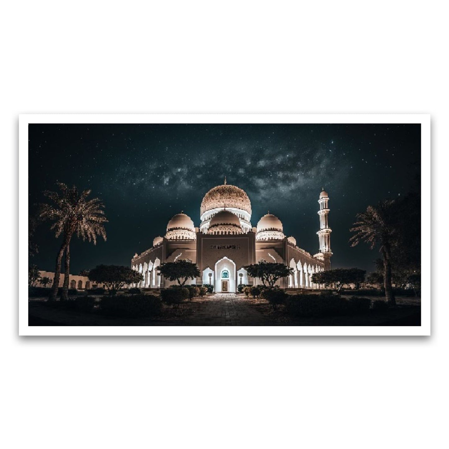 Blessed Ramadan Nights Serene Mosque Floating Frame Canvas Wall Painting