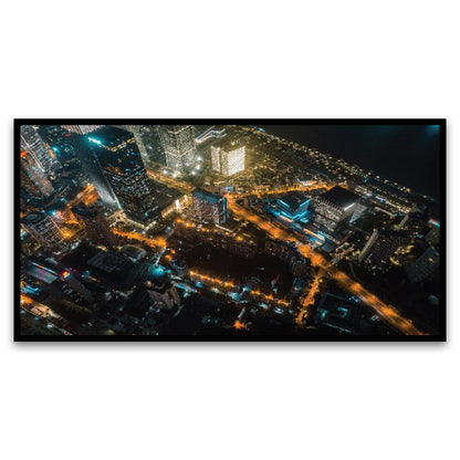 Beautiful City View of Night Floating Frame Canvas Wall Painting