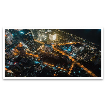 Beautiful City View of Night Floating Frame Canvas Wall Painting