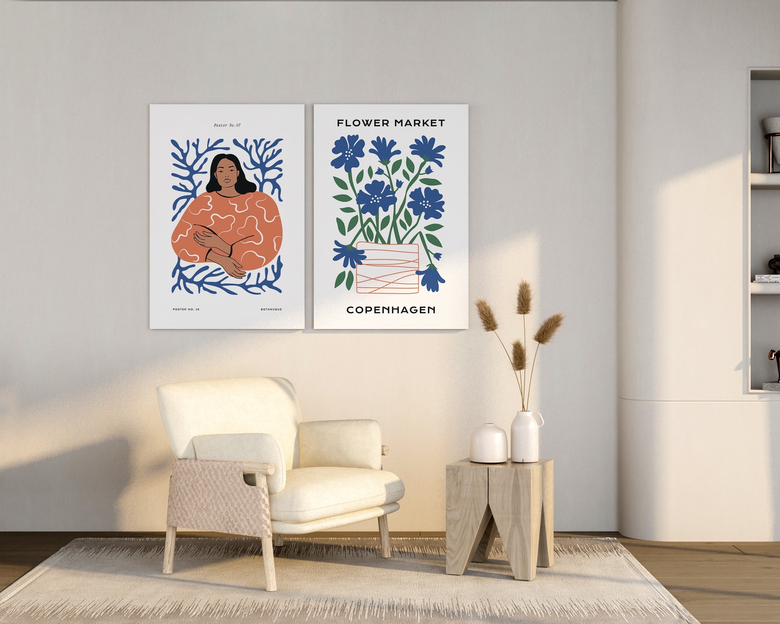 Botanical Femme Blue Wall Art Print