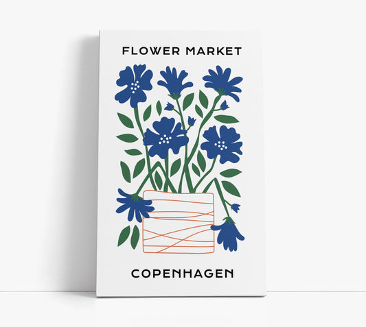 Blue Flower Market Wall Art Print