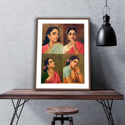 Four Portrait by Raja Ravi Varma Wall Art Print for Home Decor