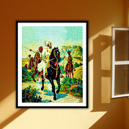 Chattrapati Shivaji Maharaj with Sant Tukaram by Raja Ravi Varma Wall Art