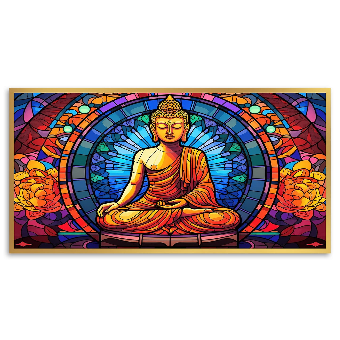 Vibrant Canvas Painting of Buddha for Tranquil Zen Decor