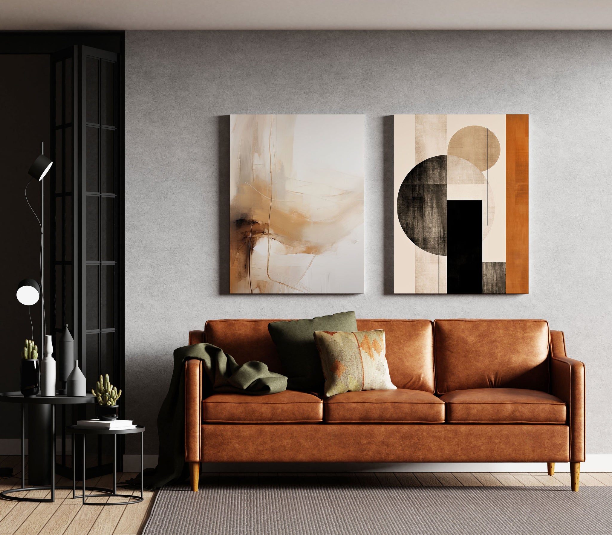 Beige Neutral Abstract & Geometric Shapes Art Duo – Wall Art Set of 2