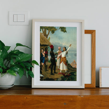 A royal sage tells the father of the fishergirl of their marriage by Raja Ravi varma Wall Art Painting