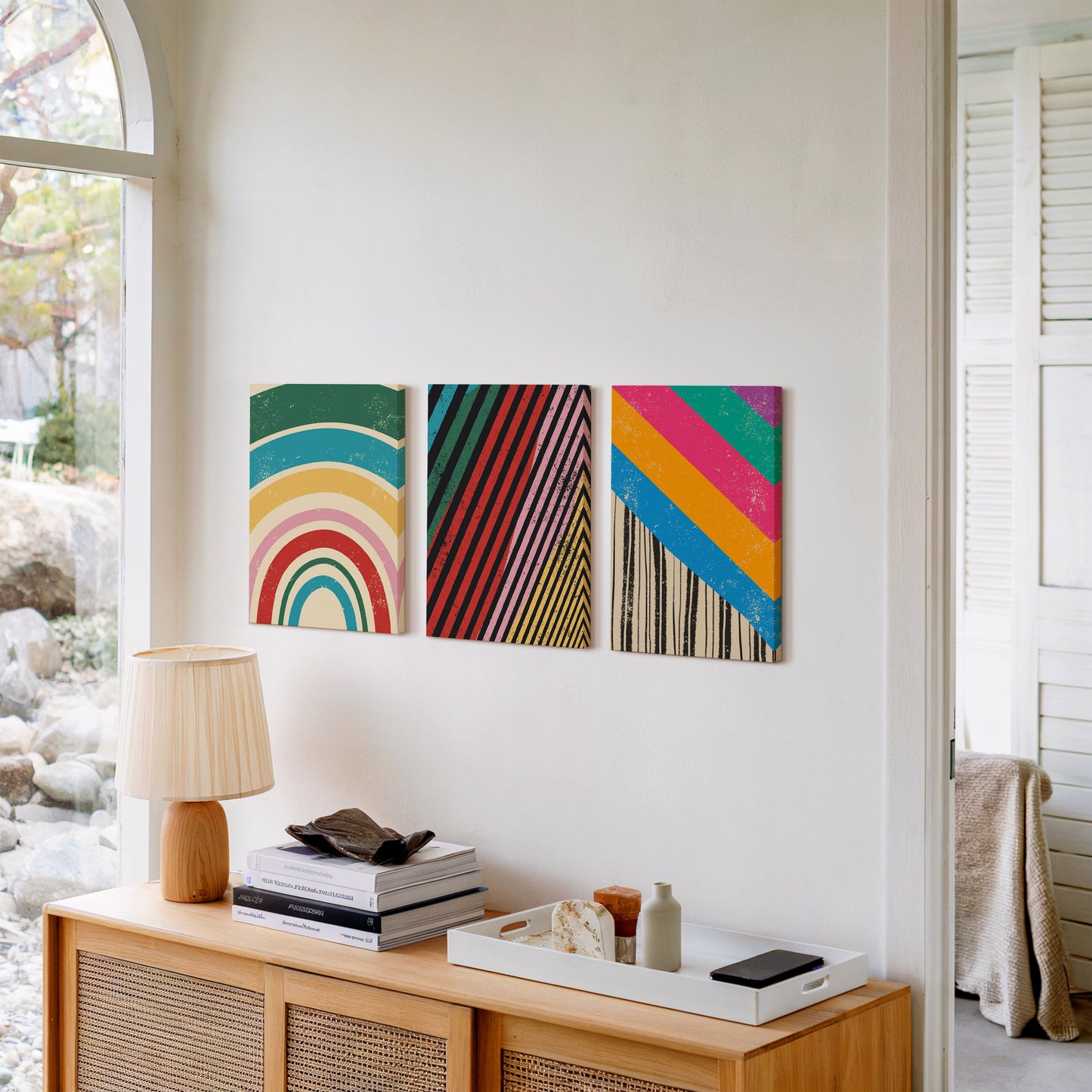 Color Parade Trio – Set of 3 Mid-Century Abstract Wall Art Prints