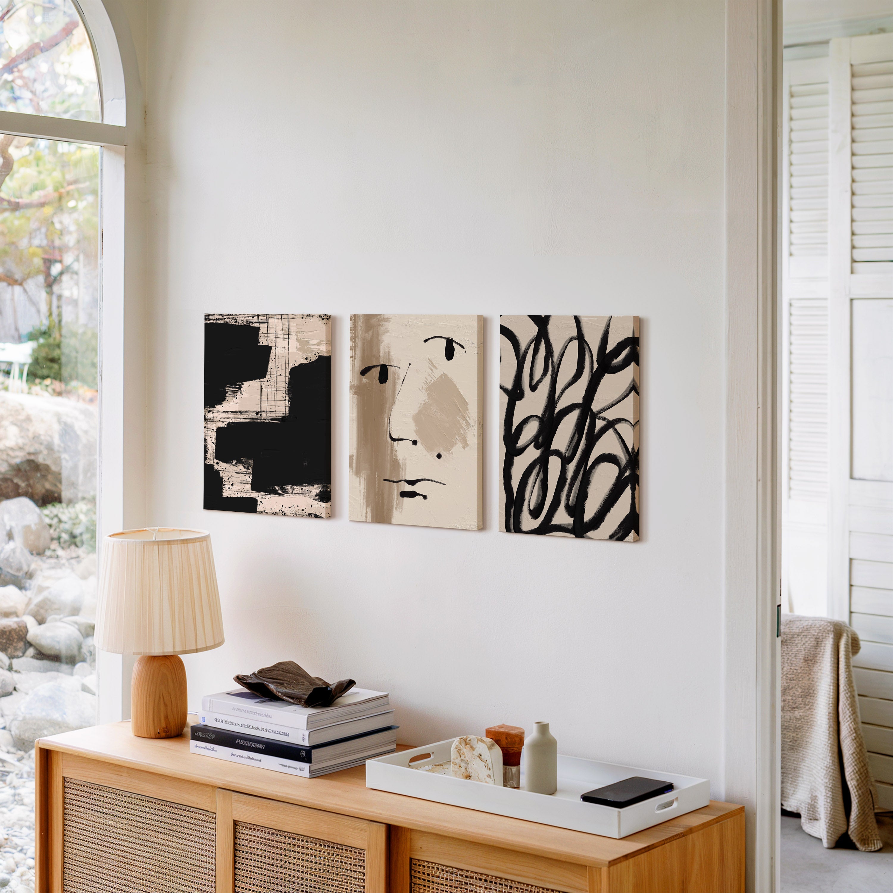 Between Spaces – Modern Minimal Abstract Wall Art Set of 3