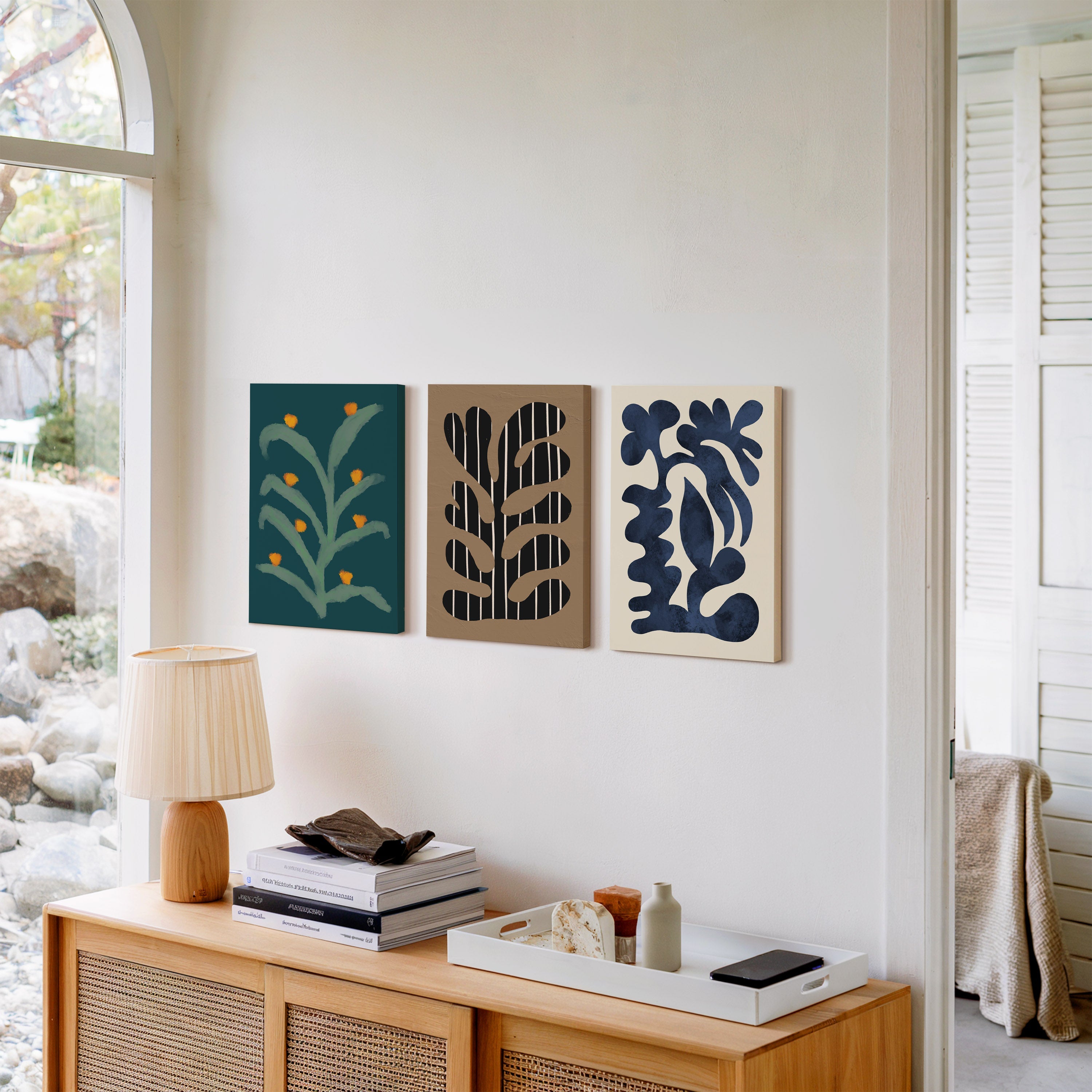 Botanical Notes – Vibrant Eclectic Abstract Wall Art Set of 3