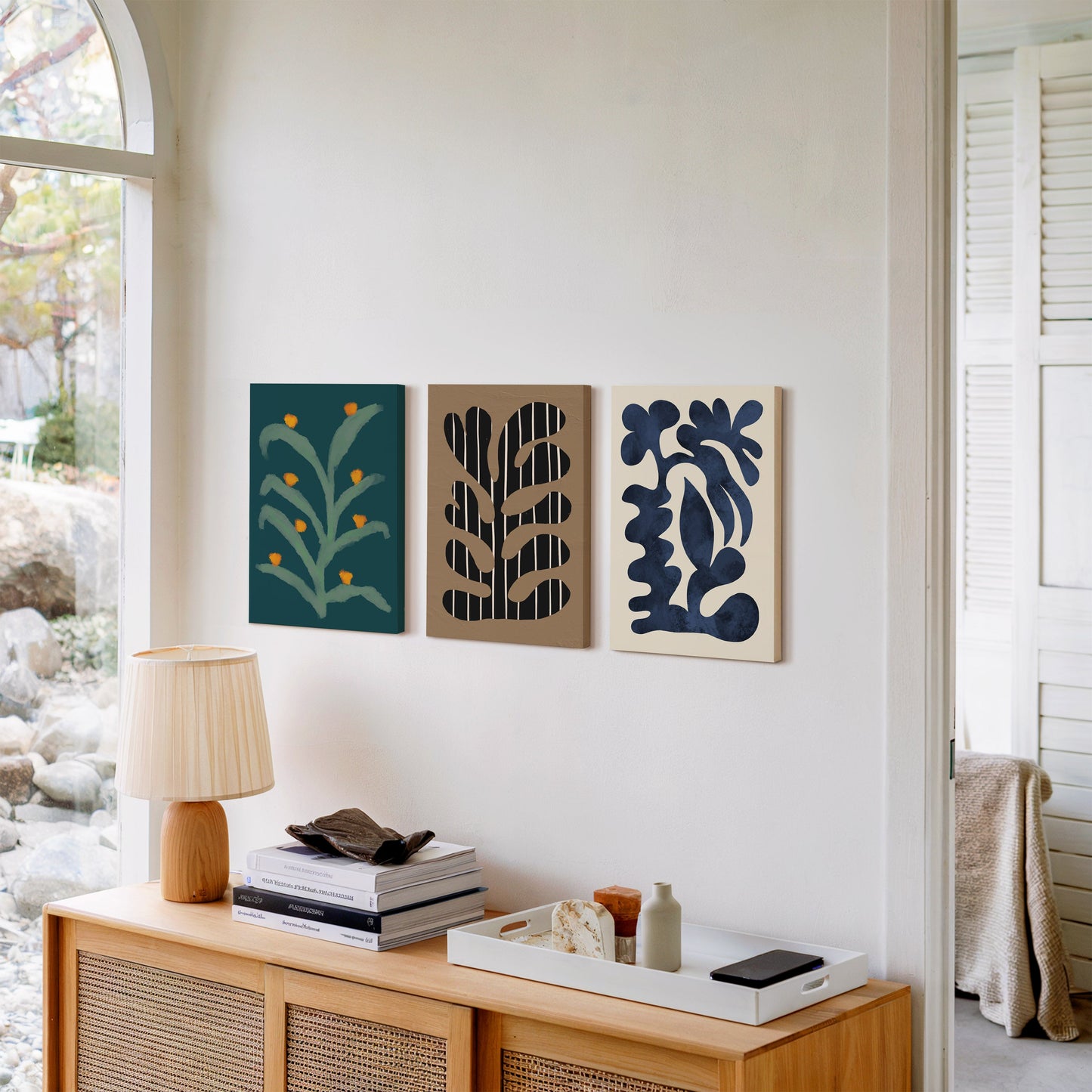 Botanical Notes – Vibrant Eclectic Abstract Wall Art Set of 3