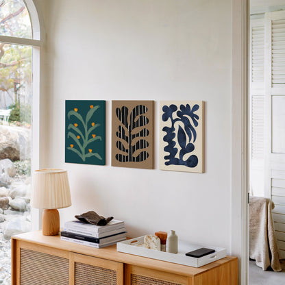 Botanical Notes – Vibrant Eclectic Abstract Wall Art Set of 3