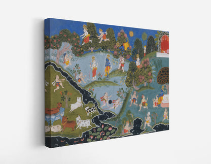 Blindman's Bluff, Page From a Dispersed Bhagavata Purana (Ancient Stories of Lord Vishnu) // Wall Art Print