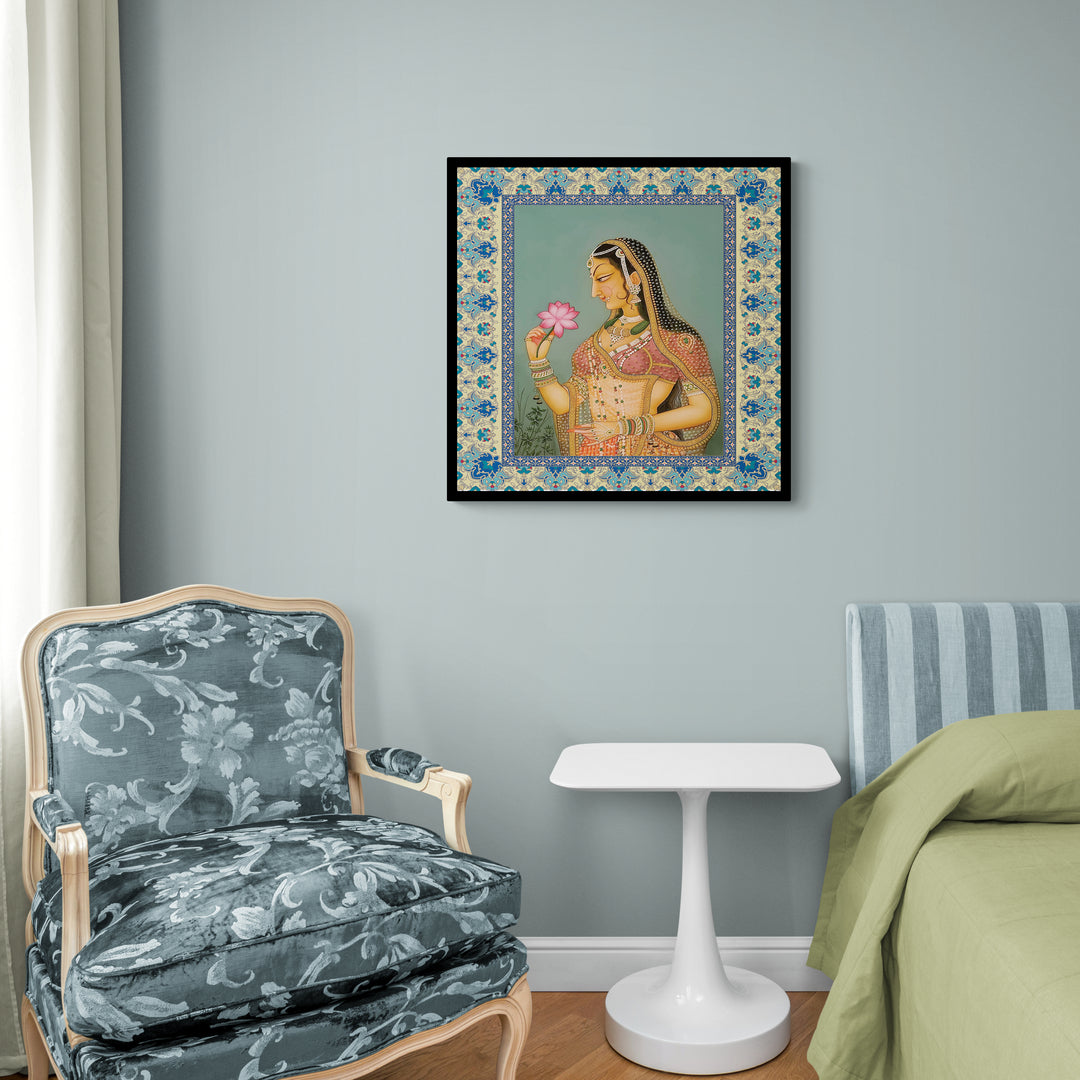 Royal Grace: A Noblewoman Adorned with Lotus in Hand