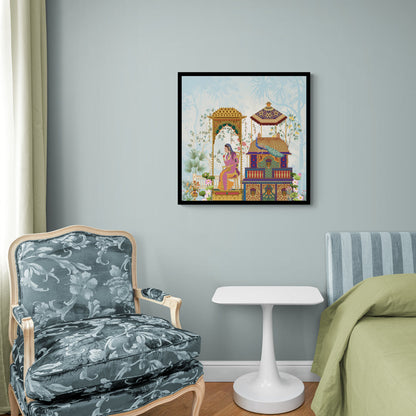 Noblewoman’s Moment of Reflection in an Ornate Pavilion