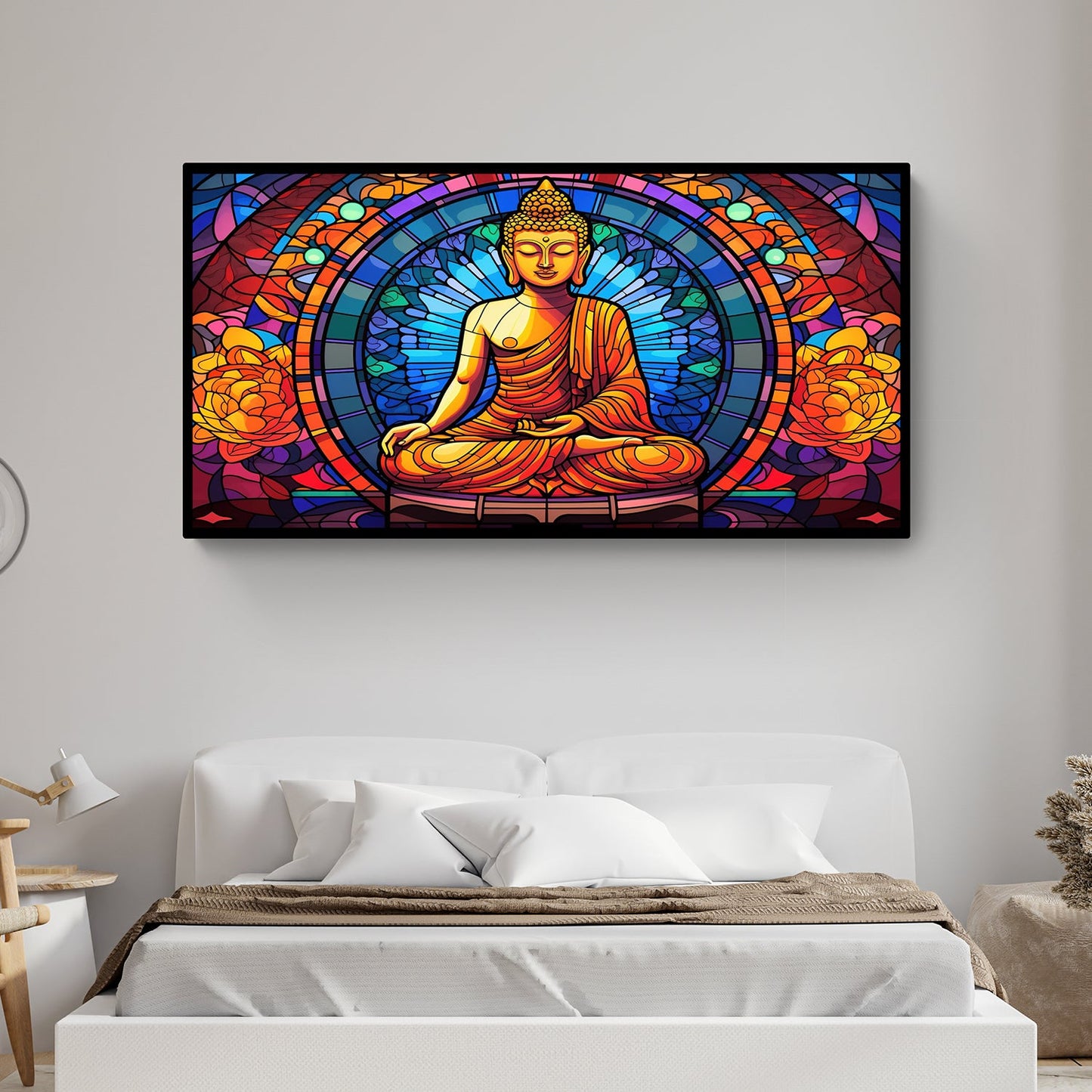 Vibrant Canvas Painting of Buddha for Tranquil Zen Decor