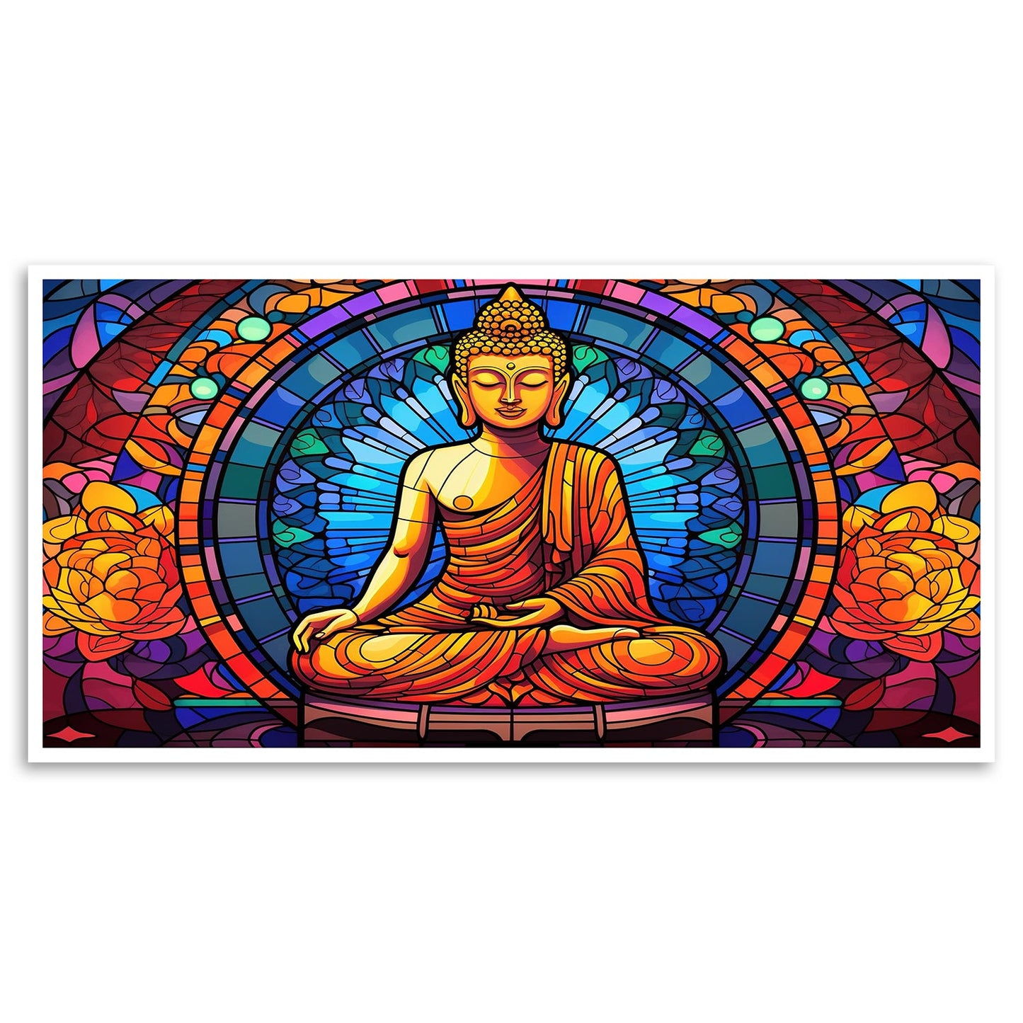 Vibrant Canvas Painting of Buddha for Tranquil Zen Decor